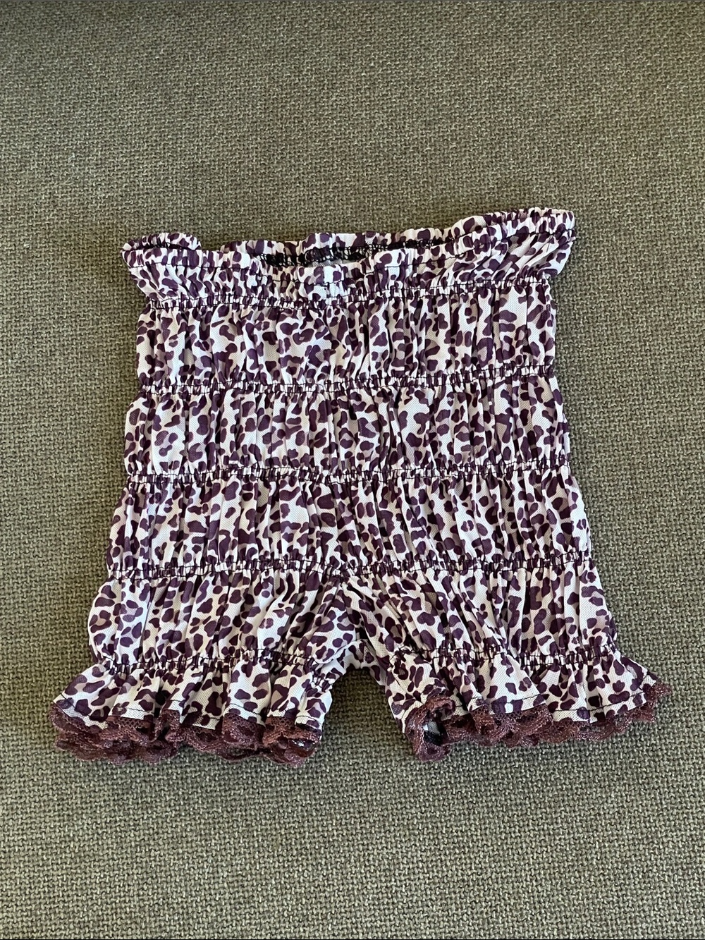 Amazon Girls' Purple Leopard Smocked Ruffle Bloomers